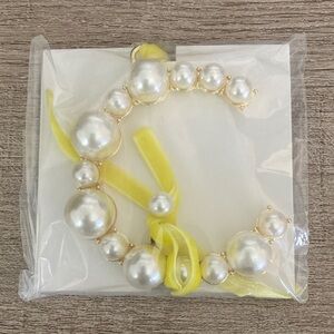 Anthropologie Pearl Cluster Ornament with Yellow Ribbon Accent